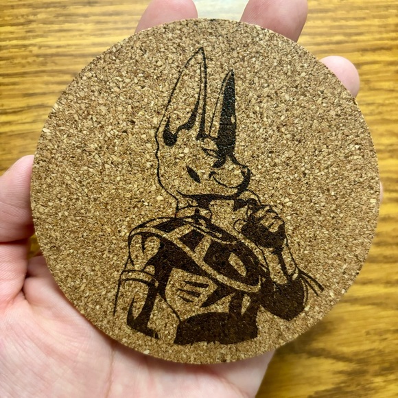 Dragon Ball Super Beerus Laser Engraved Cork Coaster - Picture 5 of 6